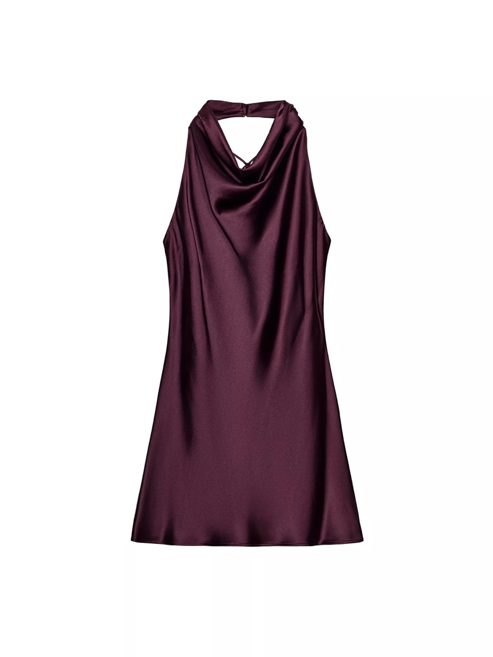 NWT Zara Satin Halter Mini Dress - Deep Plum small